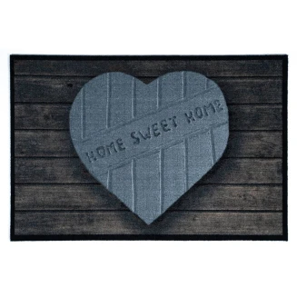 Πατάκι Εισόδου Μοκέτα με Αντιολισθητικό Υπόστρωμα Mondial 003 Heart Home Sweet Home Μαύρο-Γκρι 50x75εκ Sdim