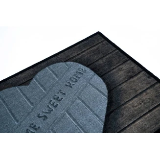 Πατάκι Εισόδου Μοκέτα με Αντιολισθητικό Υπόστρωμα Mondial 003 Heart Home Sweet Home Μαύρο-Γκρι 50x75εκ Sdim