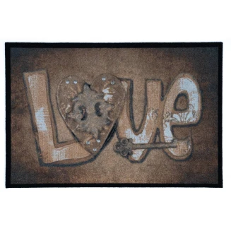 Πατάκι Εισόδου Μοκέτα με Αντιολισθητικό Υπόστρωμα Mondial 005 Love Καφέ 50x75εκ Πάχους 8mm Sdim