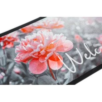 Πατάκι Εισόδου Μοκέτα με Αντιολισθητικό Υπόστρωμα Image 169 Pink Flowers Welcome 45x75εκ Πάχους 6mm Sdim