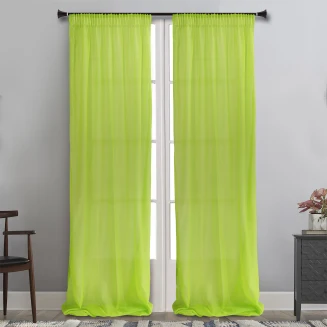 Κουρτίνα Με Τρέσα 145x290 Maison Blanche Βουάλ Λαχανί