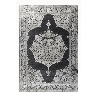 Χαλί Καλοκαιρινό 133x190 Tzikas carpets Harmony 37208-995 Μαυρο-Ασημι