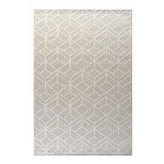 Χαλί Καλοκαιρινό 160x230 Tzikas carpets Mira 69606 Λευκό-Κρέμ