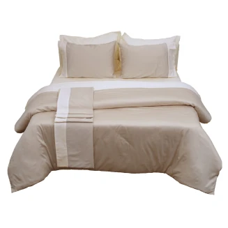 Παπλωματοθήκη Με Φάσα Υπέρδιπλη 220x240 Anna Riska Luxury Bicolour Beige/Ivory