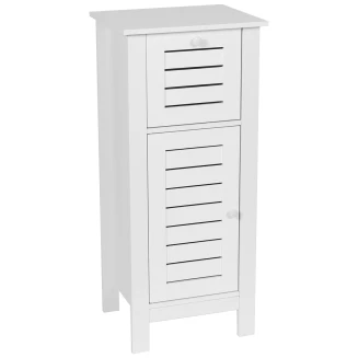 Έπιπλο MDF-Βελανιδιά Με 1 Συρτάρι και 1 Ντουλάπι Με Ράφι στο Εσωτερικό 36,5x30x83cm Λευκό MRShome