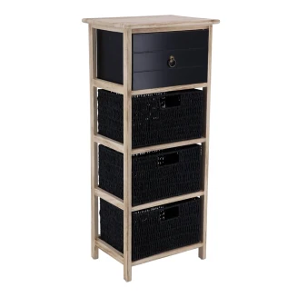 Έπιπλο MDF Με 1 Ράφι και 3 Συρτάρια 37.5x27.5x86cm Μαύρο MRShome