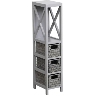 Έπιπλο MDF Με 1 Ράφι και 3 Συρτάρια Γκρί 17x24x82cm MRShome