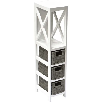 Έπιπλο MDF Με 1 Ράφι και 3 Συρτάρια Γκρί-Λευκό 17x24x82cm MRShome