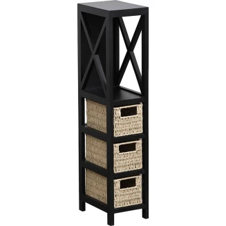 Έπιπλο MDF Με 1 Ράφι και 3 Συρτάρια Μαύρο 17x24x82cm MRShome