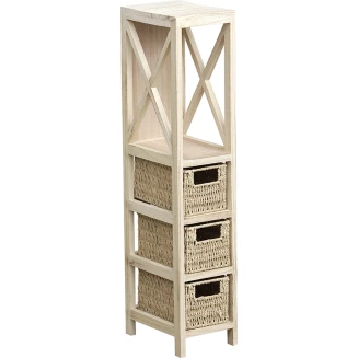Έπιπλο MDF Με 1 Ράφι και 3 Συρτάρια Μπέζ 17x24x82cm MRShome