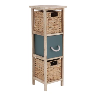 Έπιπλο MDF Με 3 Συρτάρια από Υάκινθο 25x25x77cm Μπεζ-Λαδί MRShome