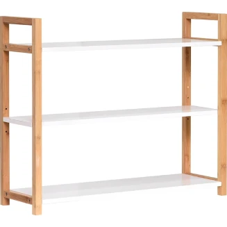 Έπιπλο Από Bamboo Με 3 Ράφια MDF Καφέ-Λευκό 64x20x53cm MRShome