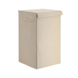 Καλάθι Απλύτων Αναδιπλούμενο Από MDF Μπέζ Με Υφασμάτινη Επένδυση Mrshome