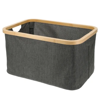 Καλάθι Αποθήκευσης Polyester με Bamboo 45x30x24.5cm Deep Grey MRShome