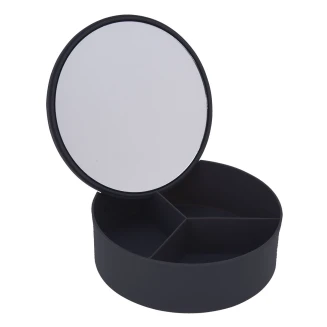 Κουτί Αποθήκευσης PP Με Καθρέπτη 14x5cm Black-3C MRShome