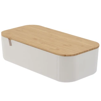 Κουτί Αποθήκευσης PS/Bamboo Με Καθρέπτη 26x13x7cm White-Natural MRShome
