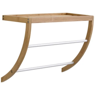 Κρεμάστρα Τοίχου Με Ράφι 45x20x34cm Mrshome Bamboo Μπέζ-Λευκή