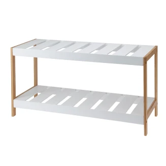 Παπουτσοθήκη 2 Επιπέδων από Bamboo/MDF 70x26x36cm Natural-White MRShome