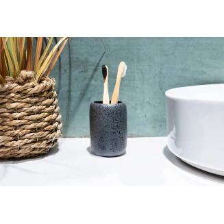 Ποτήρι Οδοντόβουρτσας Hades Stoneware Ανθρακί Φ7.5x10.5cm AWD02191803 Mrshome