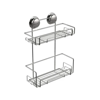 Ράφι Διπλό Με Βεντούζες 30cm Chrome Sealskin Elementals