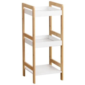Ραφιέρα 3 θέσεων 33x33x80cm Mrshome Bamboo-MDF Μπέζ-Λευκό