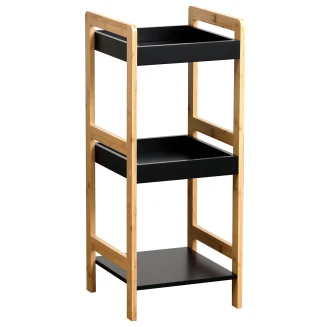 Ραφιέρα 3 θέσεων 33x33x80cm Mrshome Bamboo-MDF Μπέζ-Μαύρη