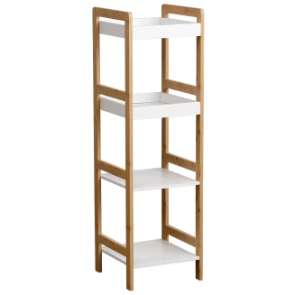 Ραφιέρα 4 θέσεων 34x33x110cm Mrshome Bamboo-MDF Μπέζ-Λευκή