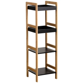 Ραφιέρα 4 θέσεων 34x33x110cm Mrshome Bamboo-MDF Μπέζ-Μαύρη