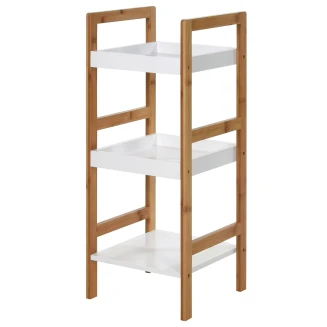 Ραφιέρα Μπάνιου Από Bamboo & MDF Με 3 Ράφια Natural-White MRShome
