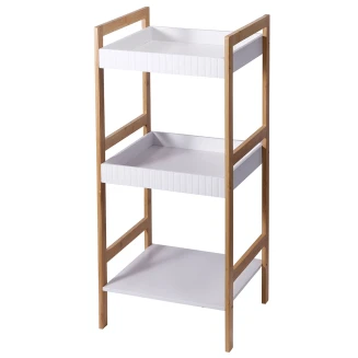 Ραφιέρα Μπάνιου Με 3 Ράφια Από Bamboo & MDF Natural-White MRShome
