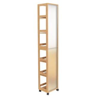 Ραφιέρα Ξύλινη Μπέζ Με Ρόδες 30x25x167cm με Καθρέπτη στην πίσω όψη MRShome
