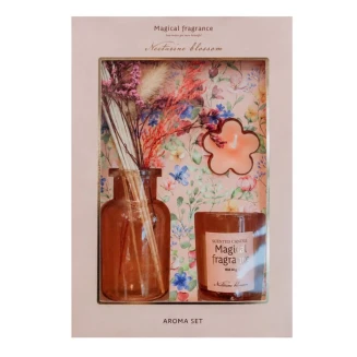 Σετ Αρωματικό Χώρου Mε Sticks και 2 Κεριά ''Nectarine Blossom'' MRShome