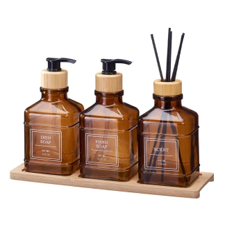 Σετ Δύο Dispenser & Αρωματικό Χώρου Με Sticks Γυάλινο-Μπαμπού Με Δίσκο Amber MRShome