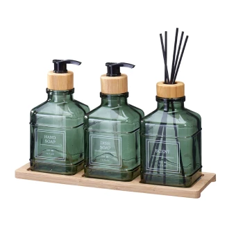 Σετ Δύο Dispenser & Αρωματικό Χώρου Με Sticks Γυάλινο-Μπαμπού Με Δίσκο Green MRShome