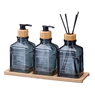 Σετ Δύο Dispenser & Αρωματικό Χώρου Με Sticks Γυάλινο-Μπαμπού Με Δίσκο Grey MRShome