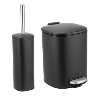 Σετ Κάδος Απορριμμάτων Οβάλ 5L Μεταλλικός Soft CLose Μαύρος και Πιγκάλ Mrshome