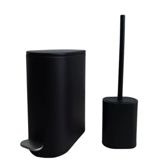 Σετ Κάδος Απορριμμάτων Οβάλ 5L Soft Close Μεταλλικός Μαύρος και Πιγκάλ Mrshome