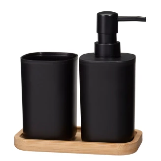 Σετ Μπάνιου Από PP 3 Τεμαχίων Black-Natural MRShome