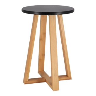 Σκαμπώ Bamboo 30x30x43cm Mrshome Μαύρο-Μπέζ