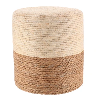 Σκαμπώ Πουφ Ξύλινο Bamboo Λευκό-Μπέζ Φ34x36cm MRShome