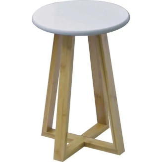 Σκαμπώ με Πόδια Bamboo Καφέ-Λευκό 31x31x42.5cm MRShome