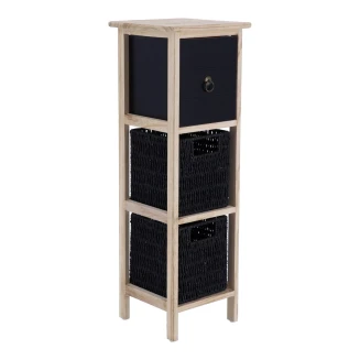 Συρταριέρα MDF Με 3 Συρτάρια 25x25x77cm Φυσική-Μαύρη MRShome