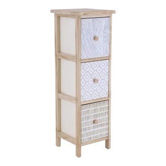 Συρταριέρα MDF Με 3 Συρτάρια 25x25x77cm Φυσική με Σχέδια MRShome