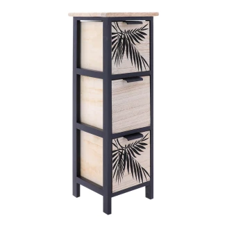 Συρταριέρα MDF Με 3 Συρτάρια 25x25x77cm Μπέζ-Μαύρη Με Σχέδιο MRShome