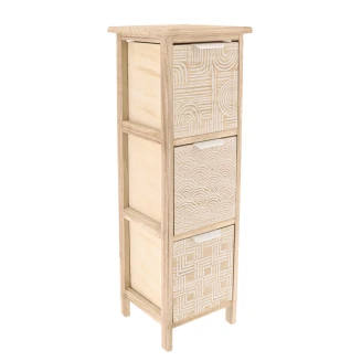 Συρταριέρα MDF Με 3 Συρτάρια 25x25x77cm Μπέζ με Σχέδια MRShome