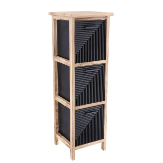 Συρταριέρα MDF Με 3 Συρτάρια Φυσική-Μαύρη 25x25x77cm MRShome