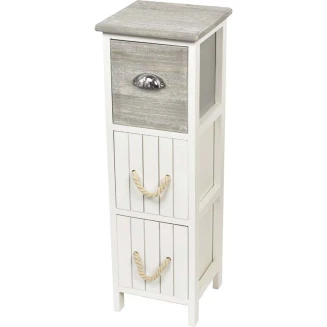 Συρταριέρα MDF Με 3 Συρτάρια Γκρί-Λευκή 25x25x77cm MRShome