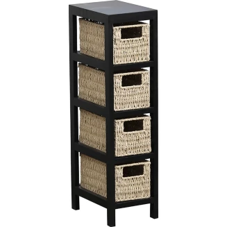Συρταριέρα MDF Με 4 Συρτάρια 17x24x65cm Μπέζ-Μαύρο MRShome