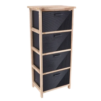 Συρταριέρα MDF Με 4 Συρτάρια 37.5x27.5x86cm Φυσική-Μαύρη με Σχέδιο MRShome