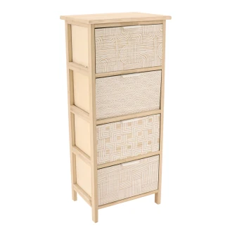 Συρταριέρα MDF Με 4 Συρτάρια 37.5x27.5x86cm Μπέζ με Σχέδια MRShome